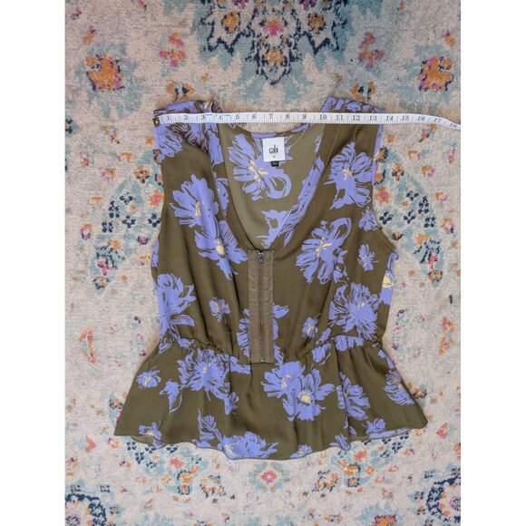 Cabi Celebrity Sleeveless Zip Front Peplum Green and Purple Sleeveless Top‎ - M - Picture 5 of 12